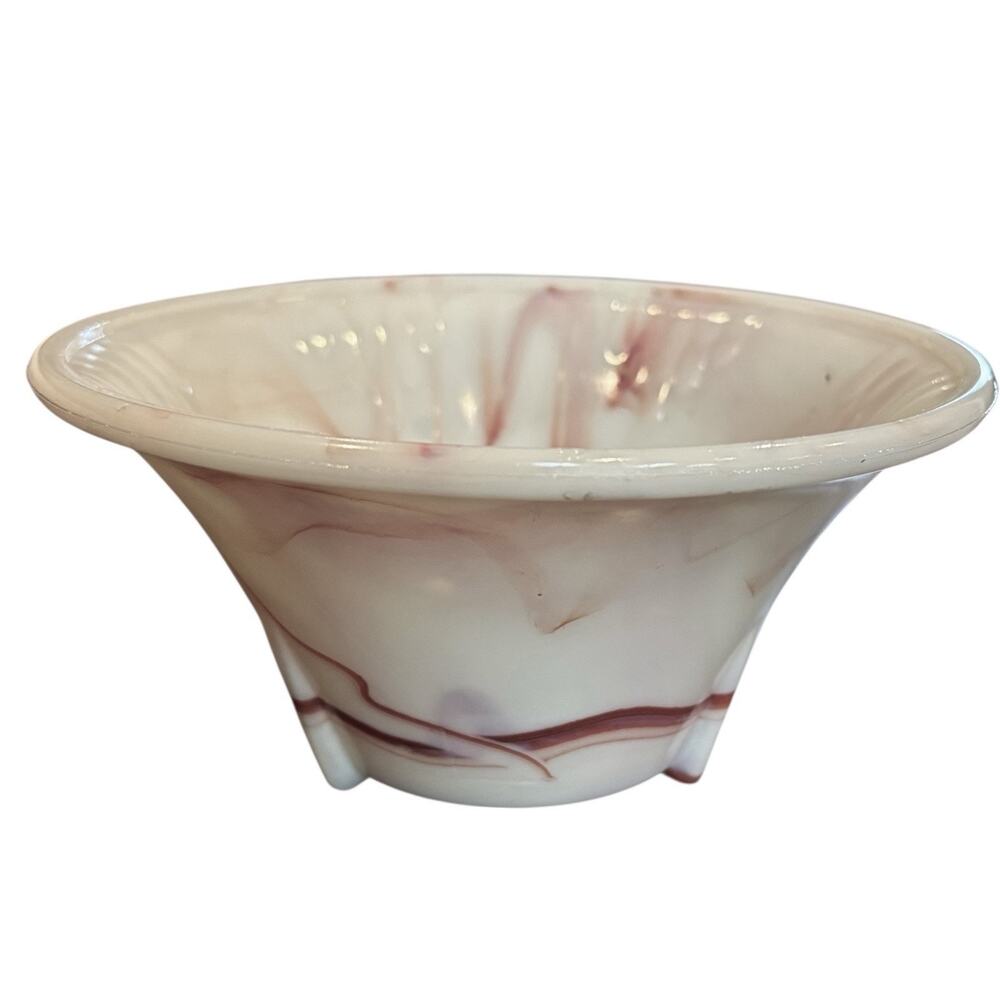 Akro Agate 340 Dart Orange Swirl Slag Glass Bowl 6" Uranium UV Reactive Glow